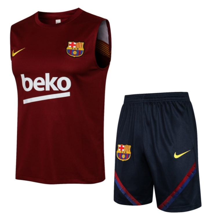 2021/22 Barcelona Red Training Vest Kits Soccer Shirt with Shorts